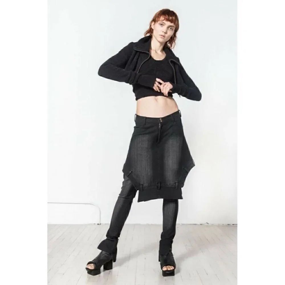 NEW $525 NICHOLAS K Sz S SALTA 2 PIECE CROP ALPACA BOUCLE SWEATER IN BLACK